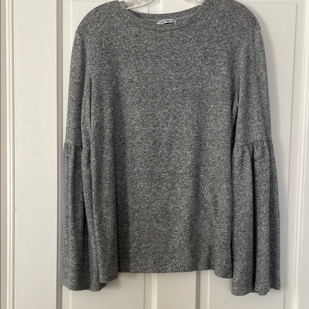 Zara Gray Women's Top with Bell Sleeves